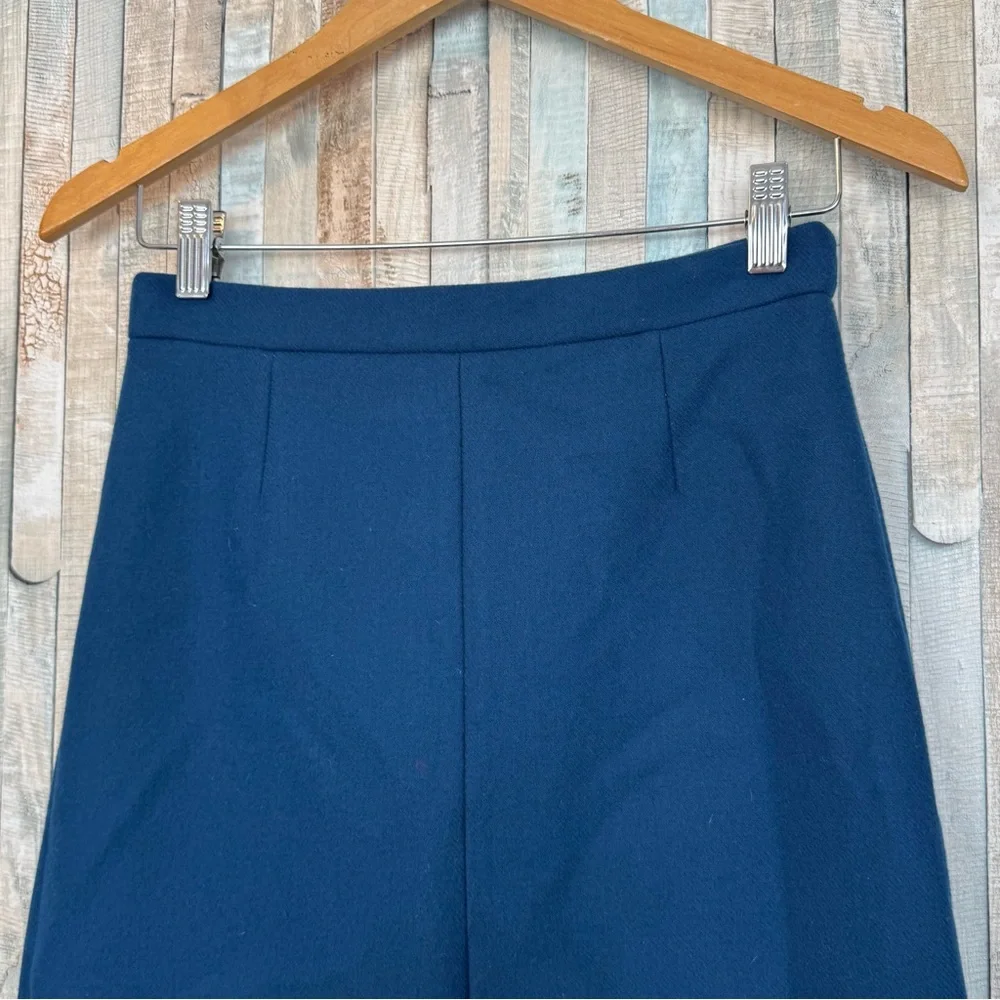 J Crew 2P Teal Wool Knee Length Pencil Skirt Front Slit Fitted Career‎ Work